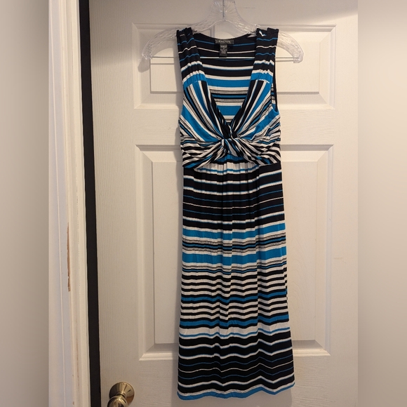 Spense Dresses & Skirts - Spense Sleeveless V-neck Black Blue White Stripe Summer Dress Size Small EUC